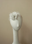 Style: ABBEY Silk & Lace Rosette Embellished Head Band Peony Rice
