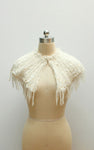 Style: CARA Beaded Raw Edge Silk Chiffon Mini Capelet - Peony Rice