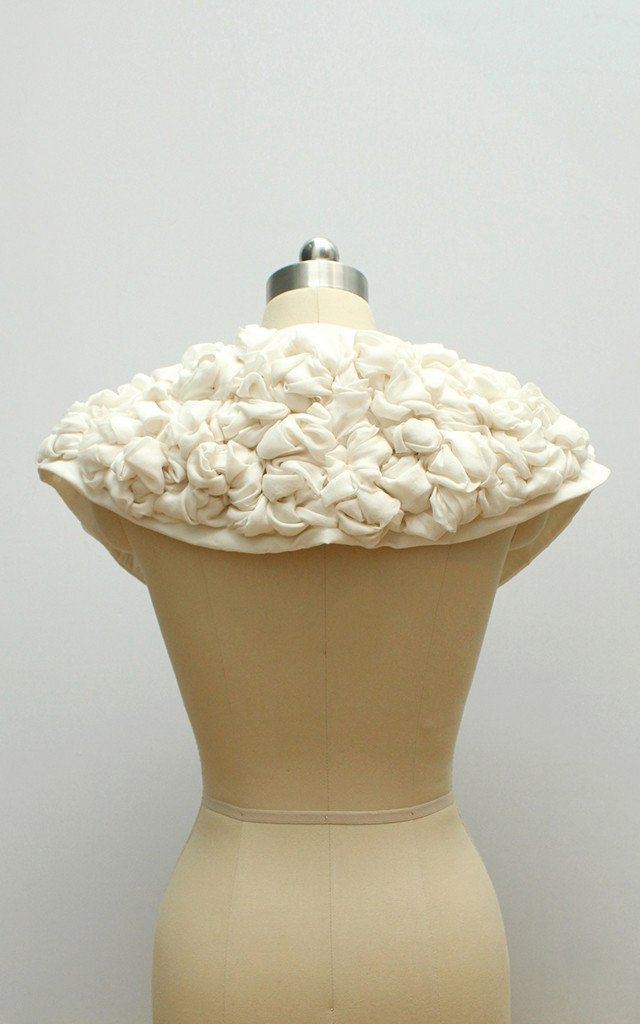 Style: CHLOE Hand Knotted Ice Cream Silk Capelet - Peony Rice