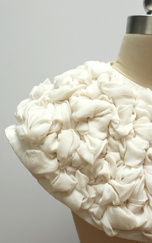 Style: CHLOE Hand Knotted Ice Cream Silk Capelet - Peony Rice