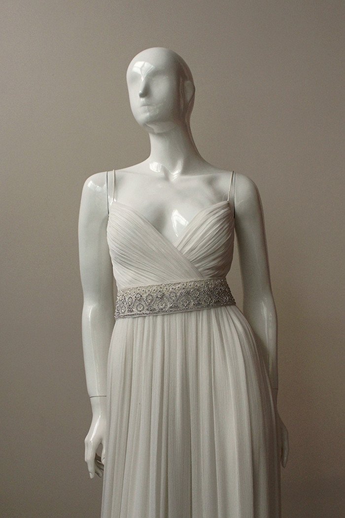 Style: MILENA Art Deco Fine Diamante Grosgrain Sash Belt - Peony Rice