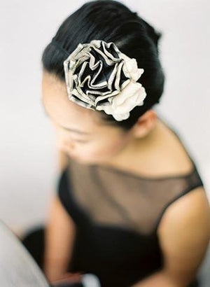 Style ELISA: Silk Pleated Ruffle Rosette Head Topping Peony Rice