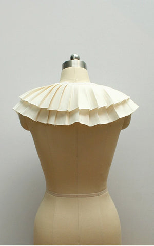 Style: CATHERINE Pleated Two Tiered Thai Silk Capelet - Peony Rice