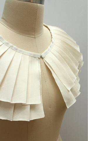 Style: CATHERINE Pleated Two Tiered Thai Silk Capelet - Peony Rice