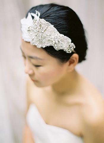 Style: RITA Crystal And Feather Deco Head Topping - Peony Rice