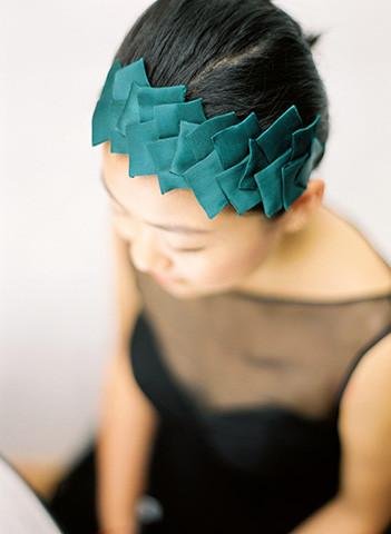 Style: BREE Silk Organdy Square Pleated Head Topping - Peony Rice