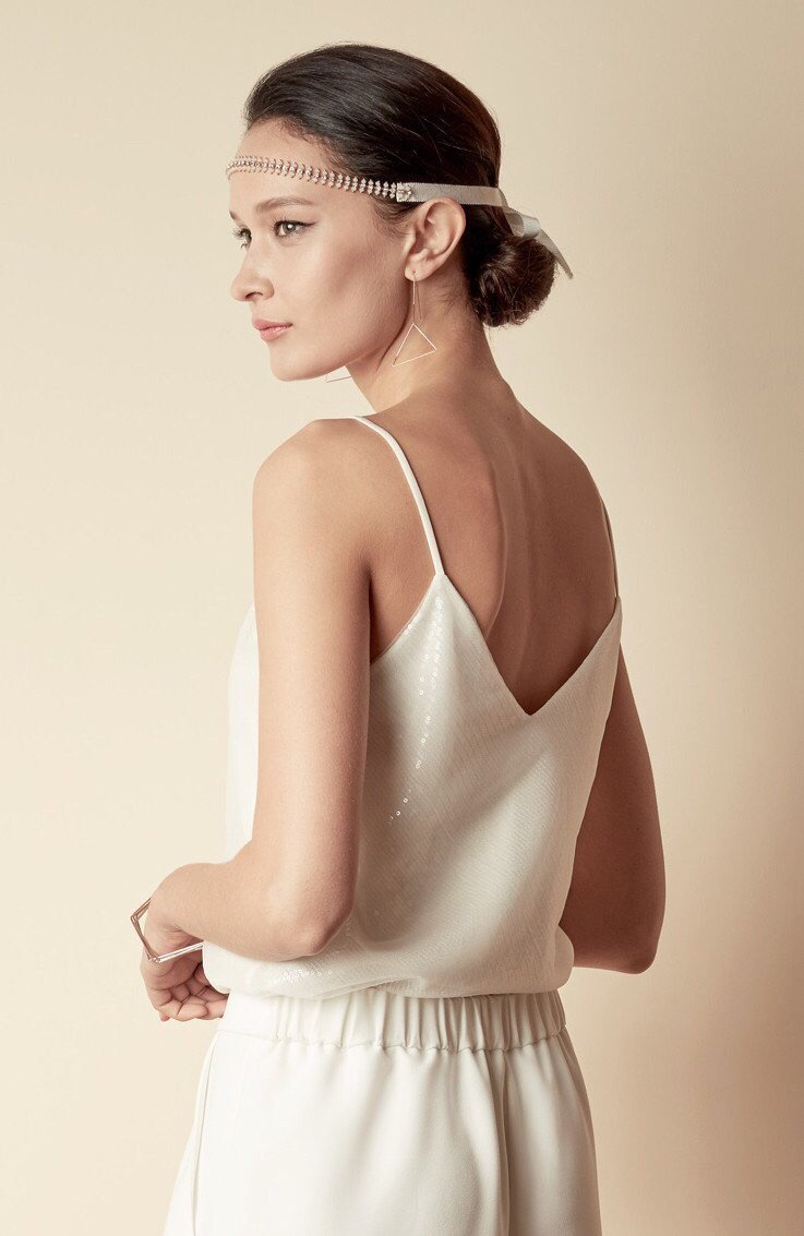 Style: PIPA Sequin And Tulle Camisole - Peony Rice