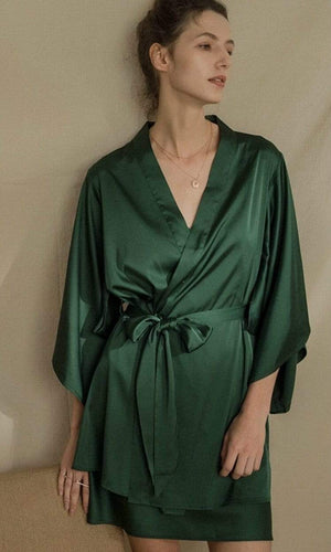 Style: RAINA Silk Wrap Robe - Peony Rice
