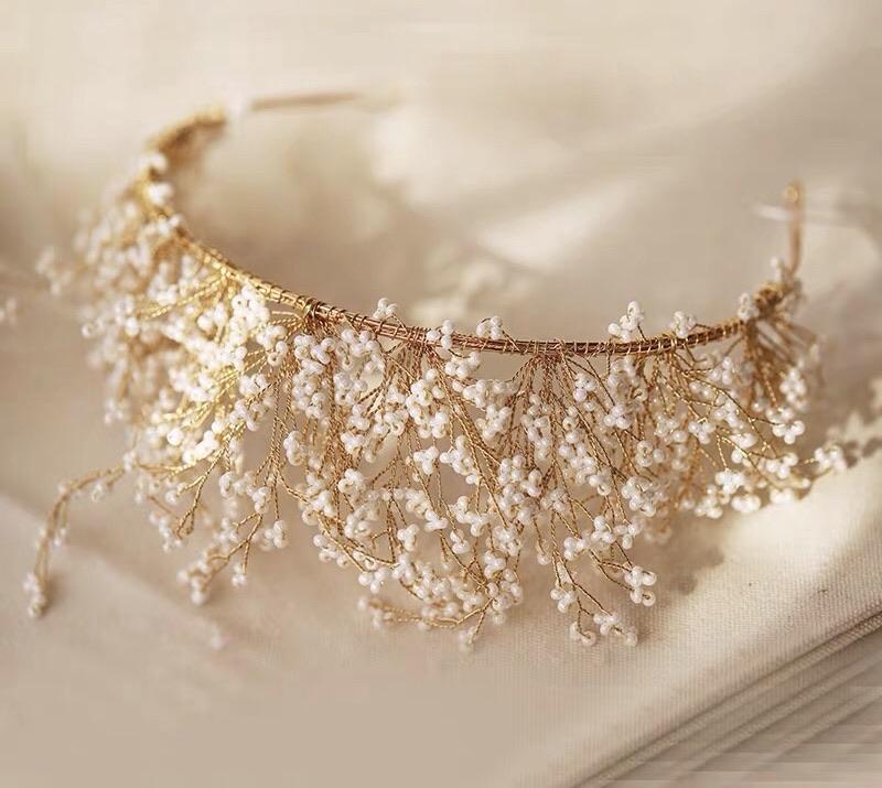 Style: BRENNA Baby’s breath Boho Halo - Peony Rice
