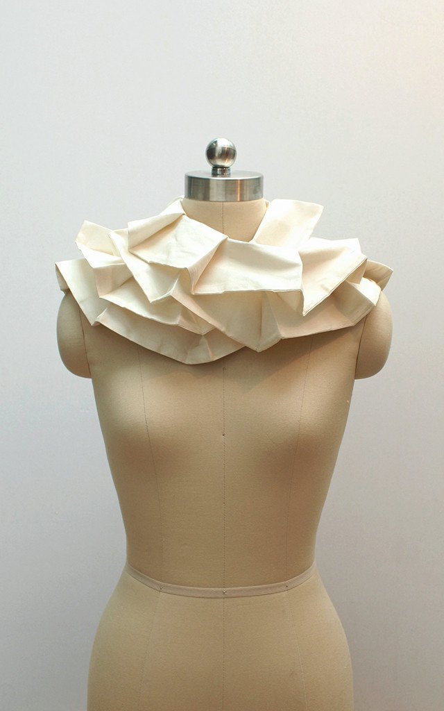 Style: CAROLINE Pleated Silk Wraparound Scarf with Tie - Peony Rice