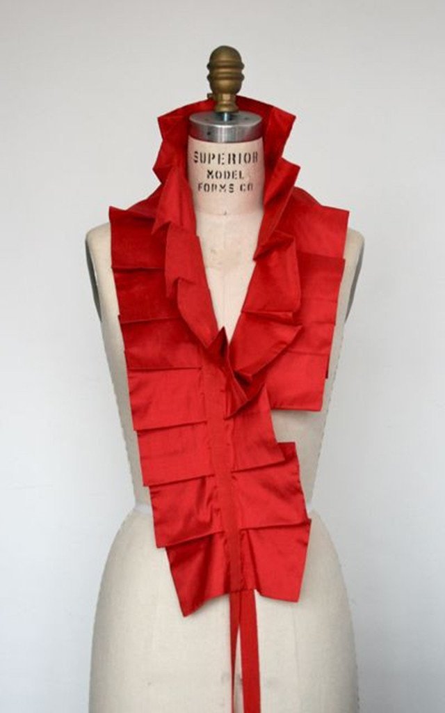 Style: CAROLINE Pleated Silk Wraparound Scarf with Tie - Peony Rice