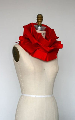 Style: CAROLINE Pleated Silk Wraparound Scarf with Tie - Peony Rice