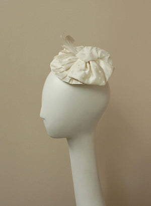 Style: ANISE Silk Pleated Fan & Polka Dot Bow Head Topping - Peony Rice