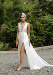 Style: YASMIN V Front And Back Lace Appliqué Gown - Peony Rice