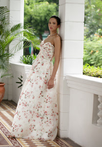 Style: ROSE Pleated Sweetheart Bandeau Pleated A Line Gown - Peony Rice