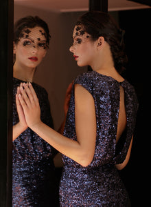 Style: TIA LACE and Swarovski Crystal Half Veil Wrap - Peony Rice
